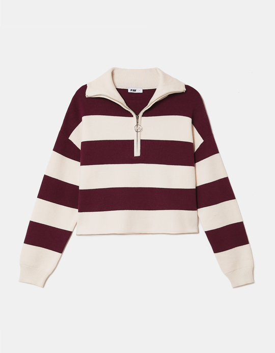 TALLY WEiJL, Maglione in maglia a righe bordeaux for Women