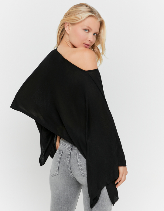 TALLY WEiJL, Black Asymmetric Knit Cape for Women