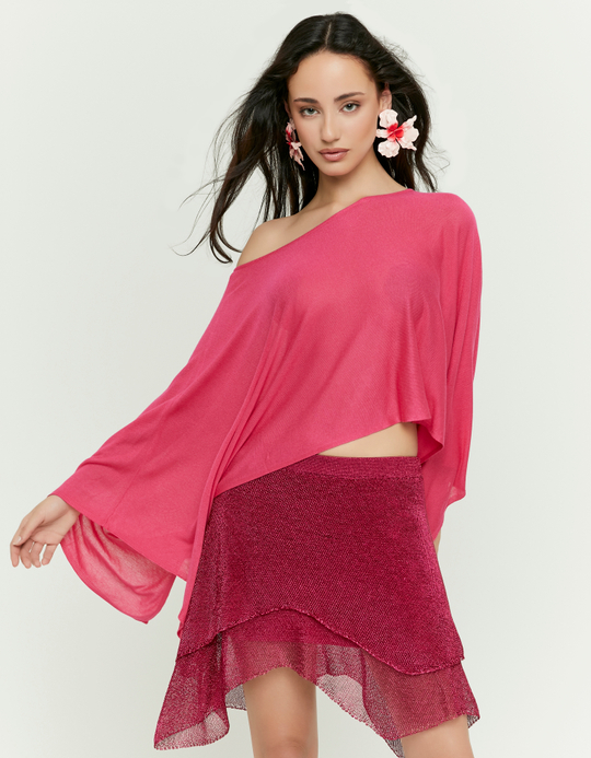 TALLY WEiJL, Pink Asymmetric Knit Cape for Women