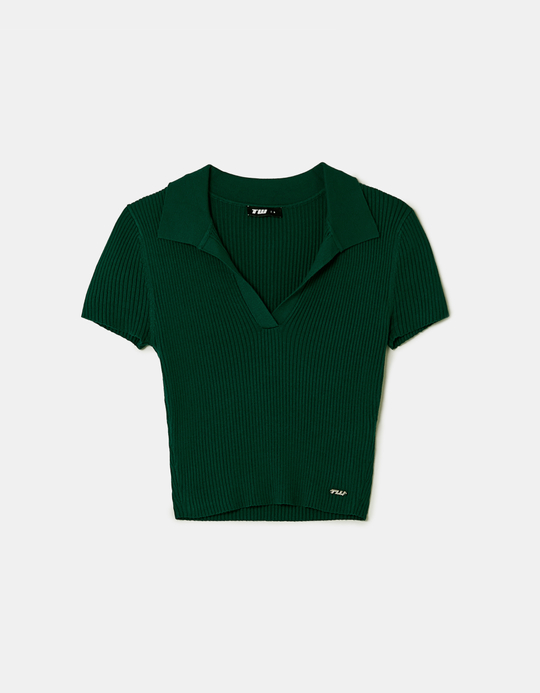 TALLY WEiJL, Green Knitted Polo Top for Women