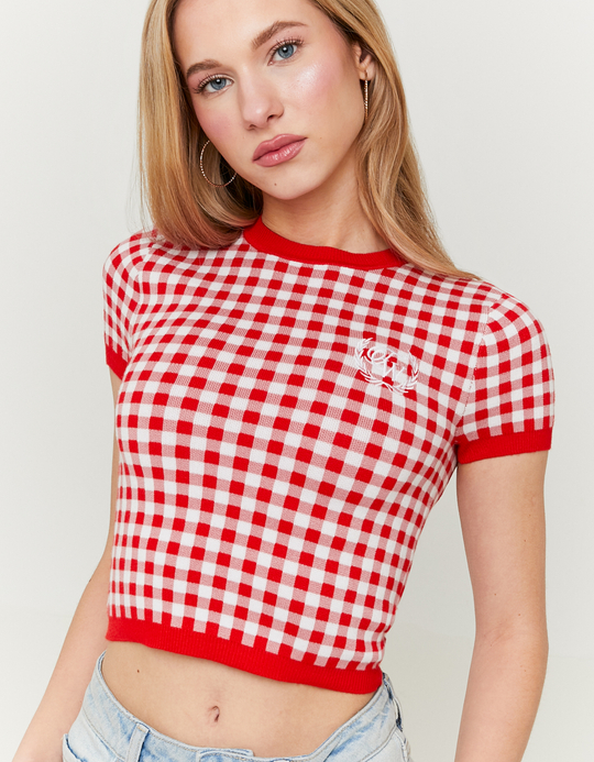 TALLY WEiJL, Top in Maglia a Quadretti Vichy for Women