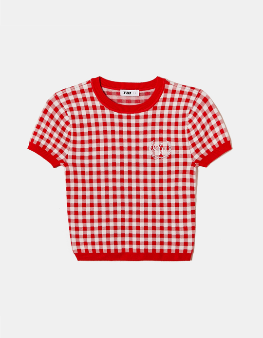 TALLY WEiJL, Vichy Knitted Top for Women