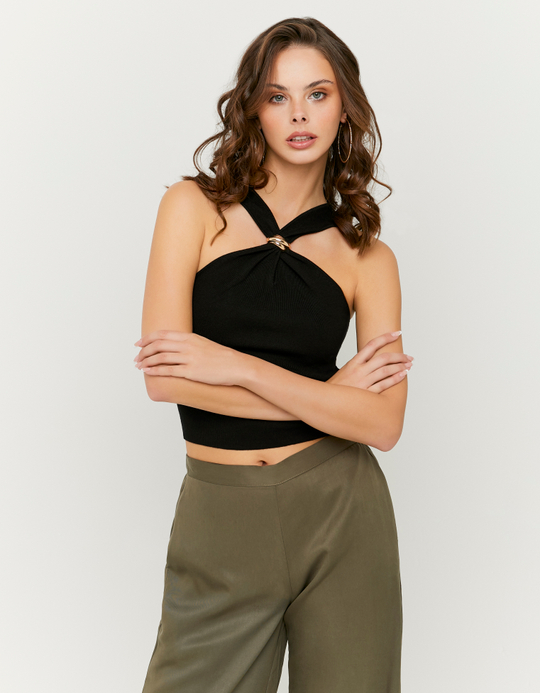 TALLY WEiJL, Black Halter Top for Women