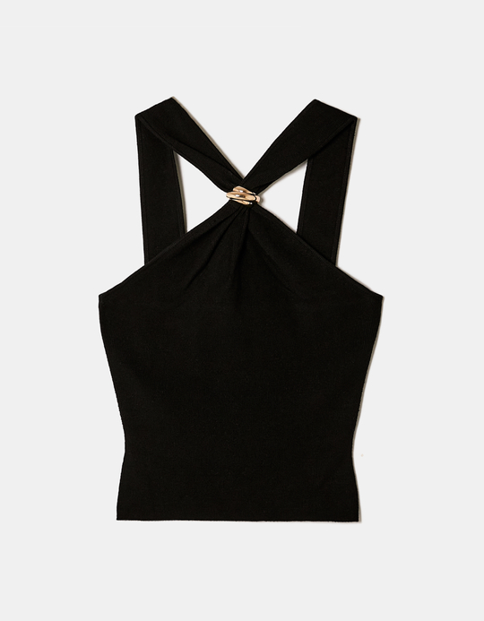 TALLY WEiJL, Black Halter Top for Women