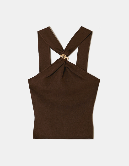 TALLY WEiJL, Brown Halter Top for Women