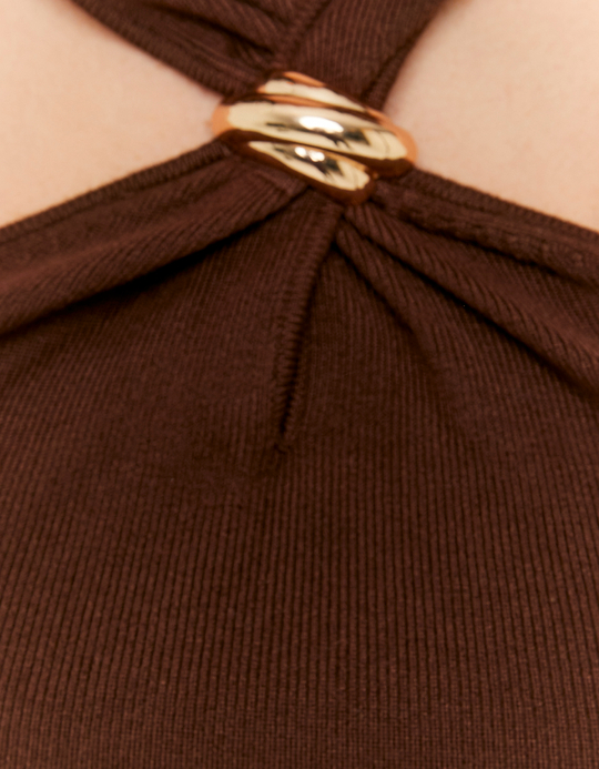 TALLY WEiJL, Brown Halter Top for Women