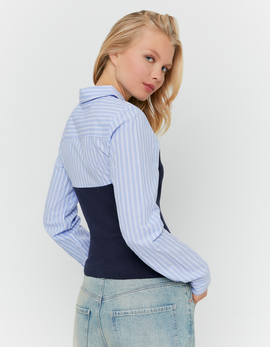 TALLY WEiJL, Pull en Maille Bleu Effet Superposé for Women