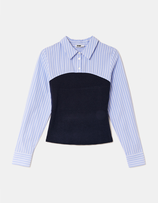 TALLY WEiJL, Pull en Maille Bleu Effet Superposé for Women