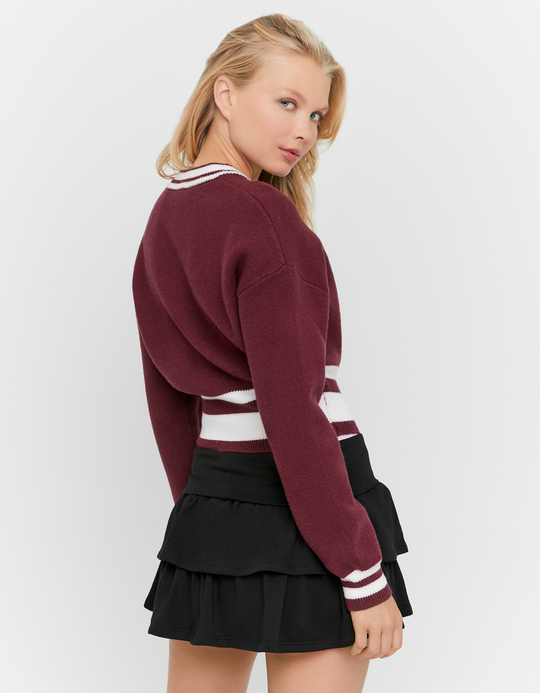 TALLY WEiJL, Cardigan Corto in Maglia Bordeaux for Women
