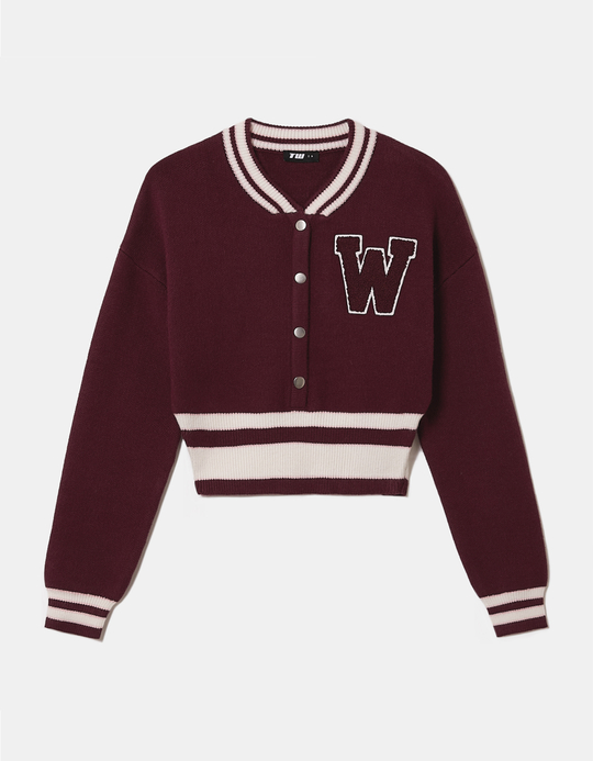 TALLY WEiJL, Cardigan Corto in Maglia Bordeaux for Women