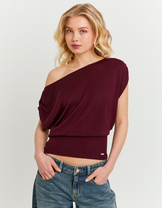 TALLY WEiJL, Burgundy Knit Top for Women