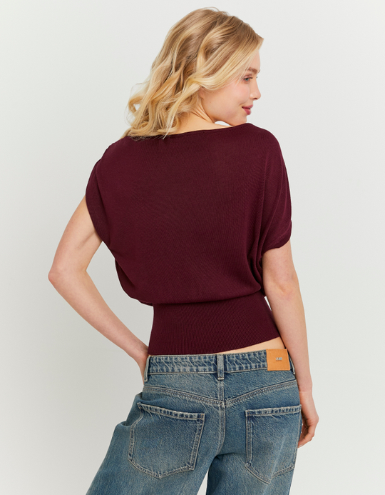 TALLY WEiJL, Burgundy Knit Top for Women