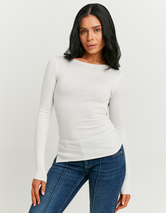 TALLY WEiJL, White Asymmetric Jumper for Women