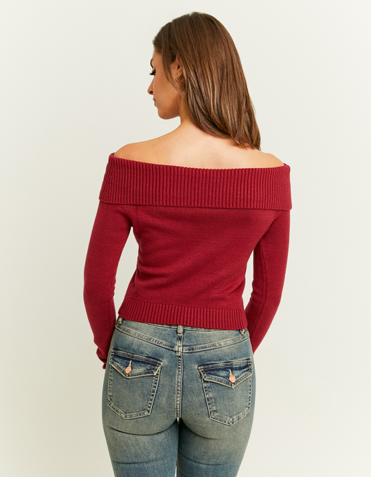 TALLY WEiJL, Maglione Aderente Rosso Off Shoulder for Women