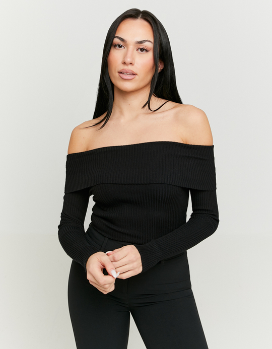 TALLY WEiJL, Black Off Shoulder Jumper for Women