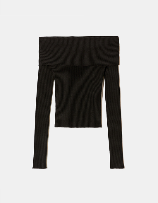 TALLY WEiJL, Schwarzer Off-Shoulder-Pullover for Women