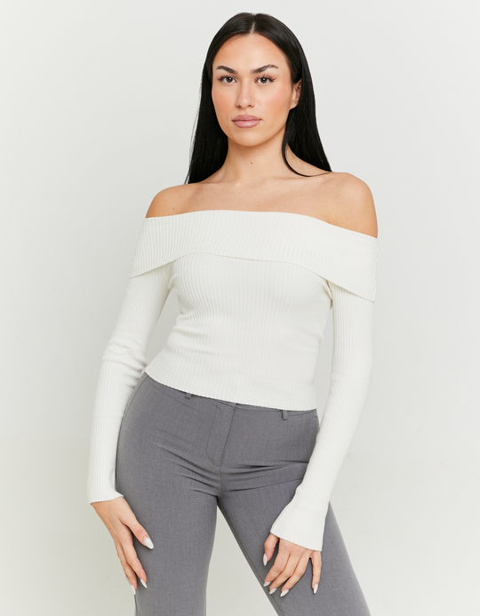 TALLY WEiJL, Weisser Off-Shoulder-Pullover for Women