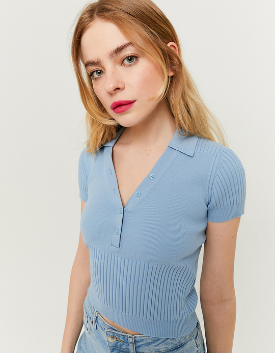 TALLY WEiJL, Blaues Top mit V-Ausschnitt for Women