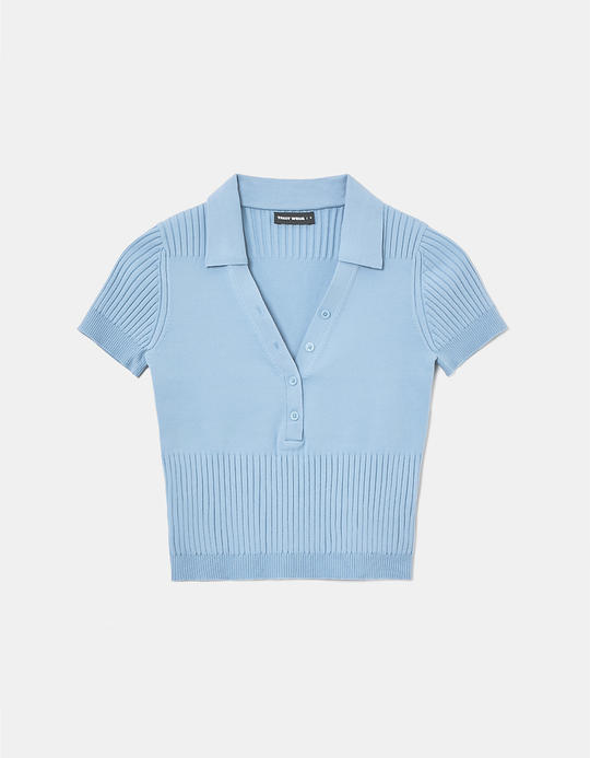TALLY WEiJL, Blaues Top mit V-Ausschnitt for Women