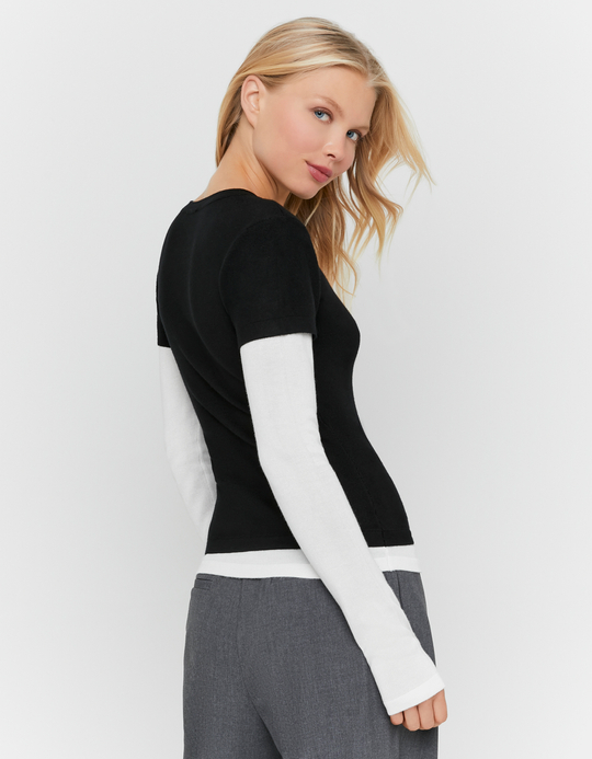 TALLY WEiJL, Pull en Maille Effet Superposé Noir for Women