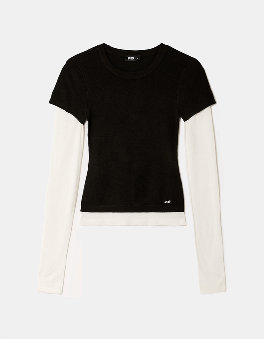 TALLY WEiJL, Black Layered Knit Jumper for Women