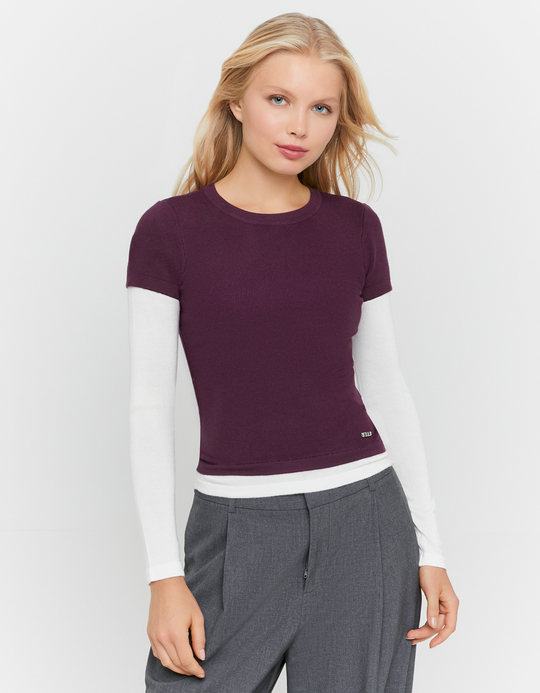 TALLY WEiJL, Purple Layered Knit Jumper for Women