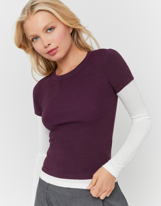 TALLY WEiJL, Purple Layered Knit Jumper for Women