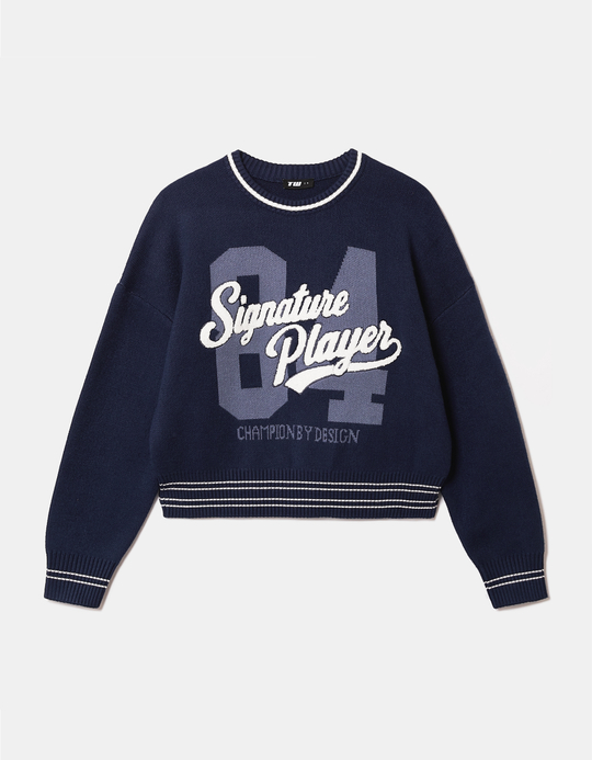 TALLY WEiJL, Pull Bleu Brodé en Maille for Women