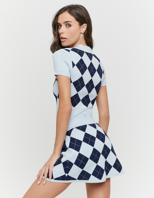 TALLY WEiJL, Blaues Strick-Polo-Top for Women