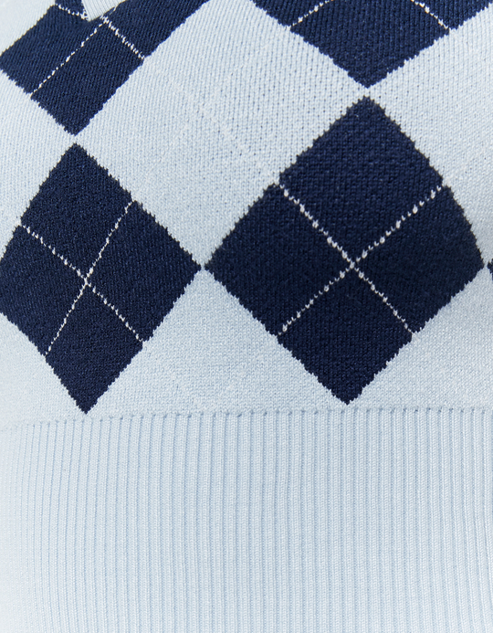 TALLY WEiJL, Blaues Strick-Polo-Top for Women