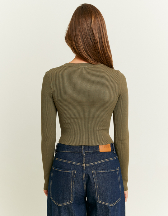 TALLY WEiJL, Khakifarbener enganliegender Pullover mit Ketten-Details for Women