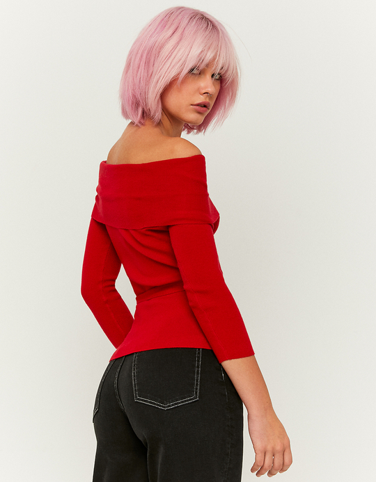 TALLY WEiJL, Red Knot Off Shoulder Jumper for Women
