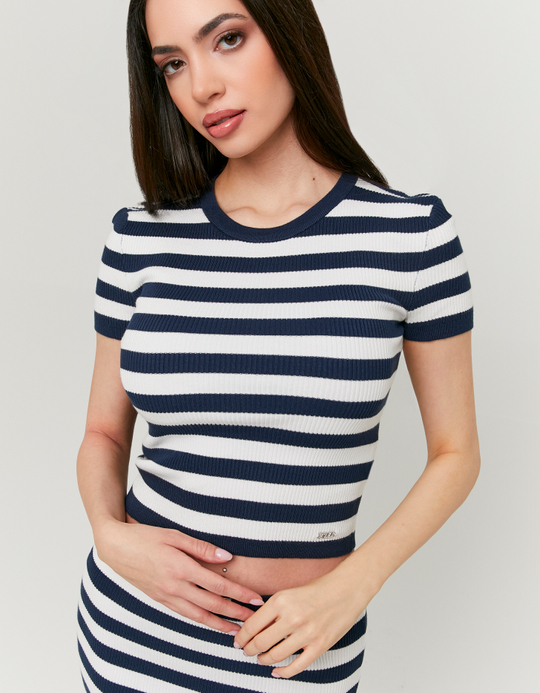 TALLY WEiJL, White Striped Knit Top for Women