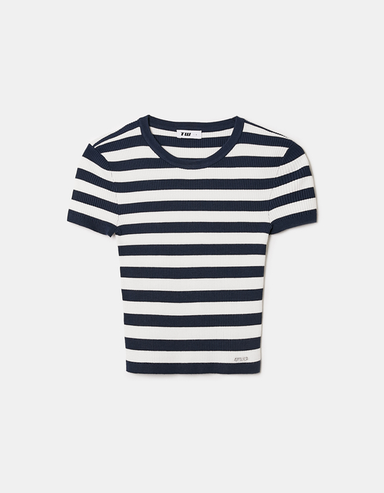 TALLY WEiJL, White Striped Knit Top for Women