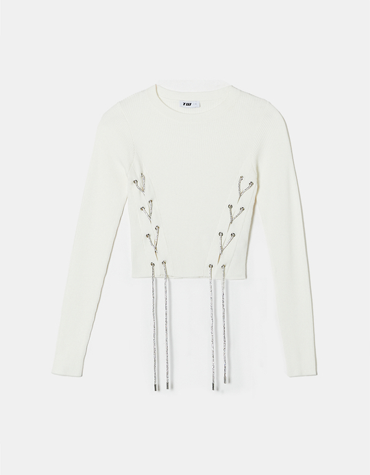TALLY WEiJL, Pull en Maille Légère avec Détail Lacé for Women