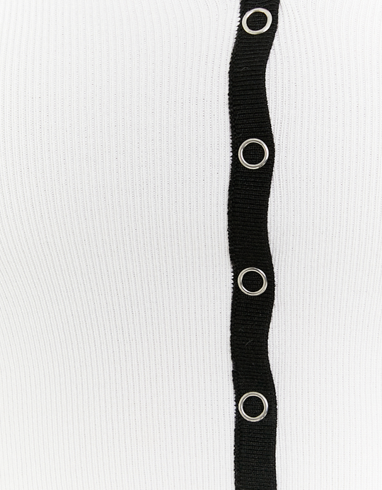 TALLY WEiJL, White Knitted Polo Top with Contrast Trims for Women