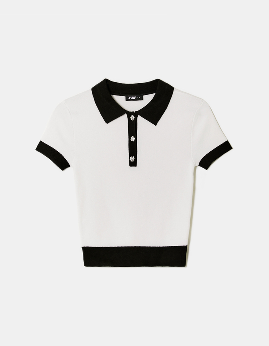TALLY WEiJL, White Polo Neck Top for Women