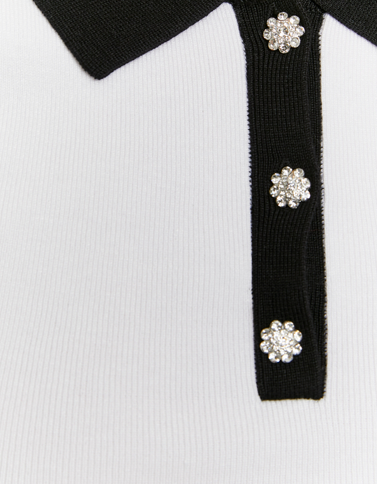 TALLY WEiJL, White Polo Neck Top for Women
