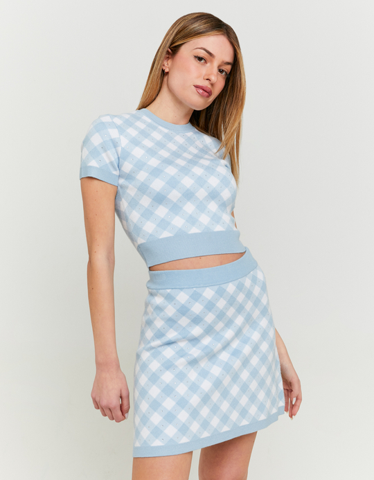 TALLY WEiJL, Pull Blanc et Bleu à Imprimé Vichy for Women
