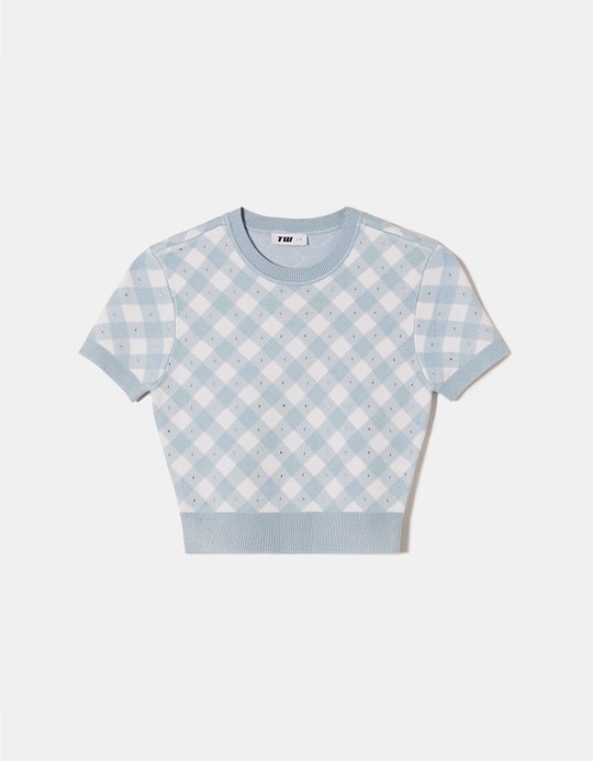 TALLY WEiJL, Pull Blanc et Bleu à Imprimé Vichy for Women