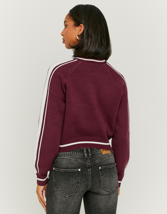TALLY WEiJL, Burgundy Knitted Jumper with Embroidery for Women