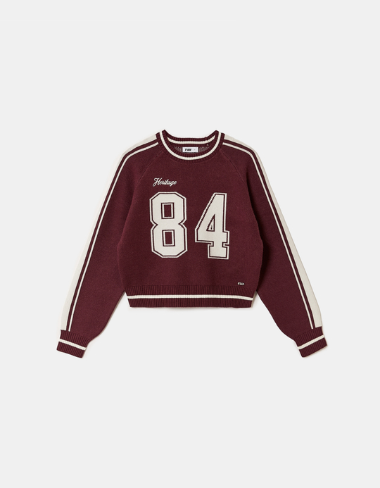 TALLY WEiJL, Burgundy Knitted Jumper with Embroidery for Women
