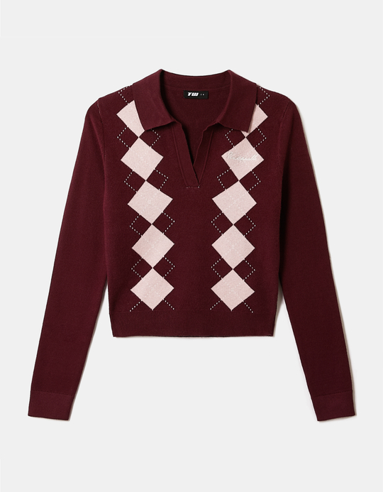 TALLY WEiJL, Brauner Jersey Pullover mit Stickerei for Women
