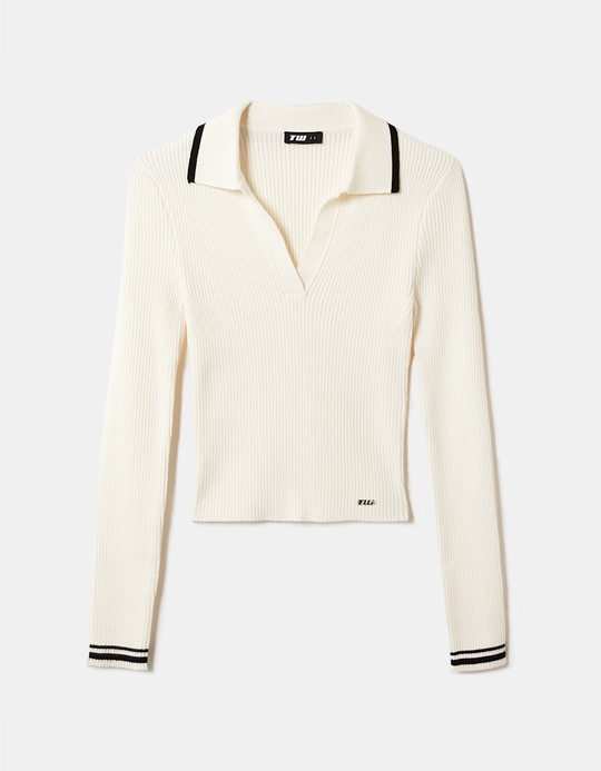 TALLY WEiJL, White Fitted Jersey Jumper for Women