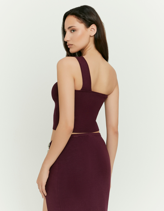 TALLY WEiJL, Burgundy One-Shoulder Top for Women