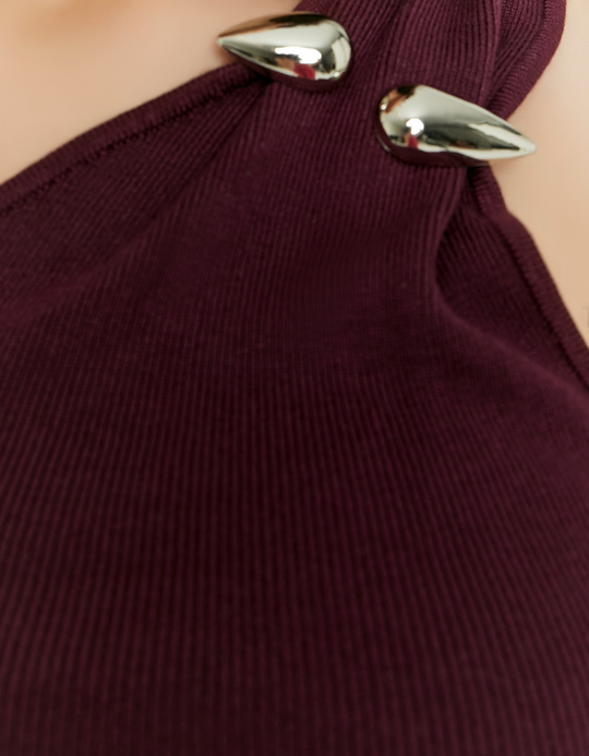 TALLY WEiJL, Burgundy One-Shoulder Top for Women