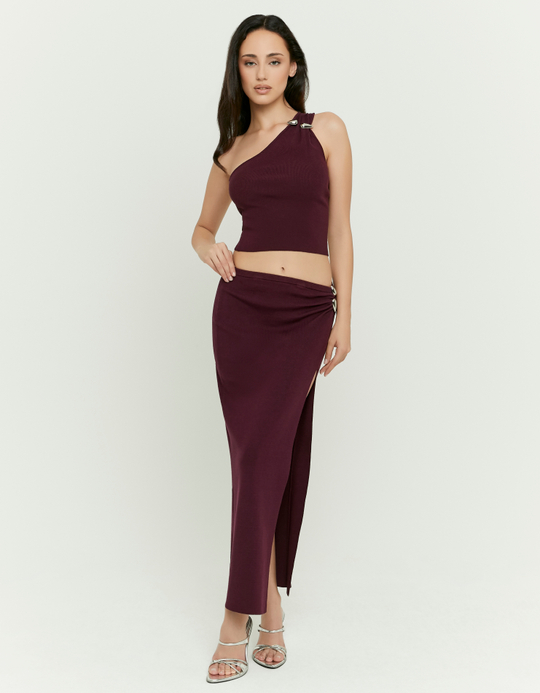 TALLY WEiJL, Burgundy One-Shoulder Top for Women