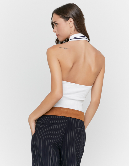 TALLY WEiJL, White Halter Cropped Top for Women