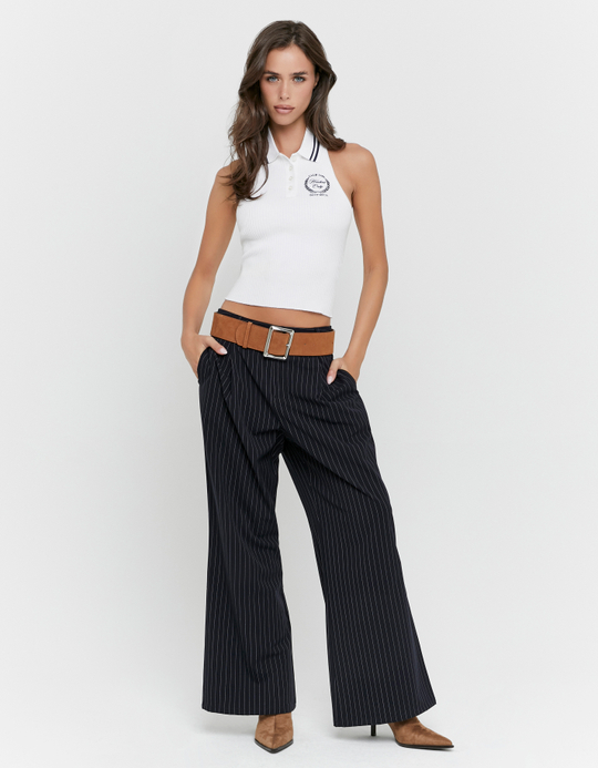 TALLY WEiJL, White Halter Cropped Top for Women