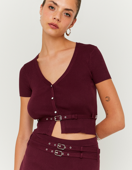 TALLY WEiJL, Burgundy Knitted Cardigan for Women